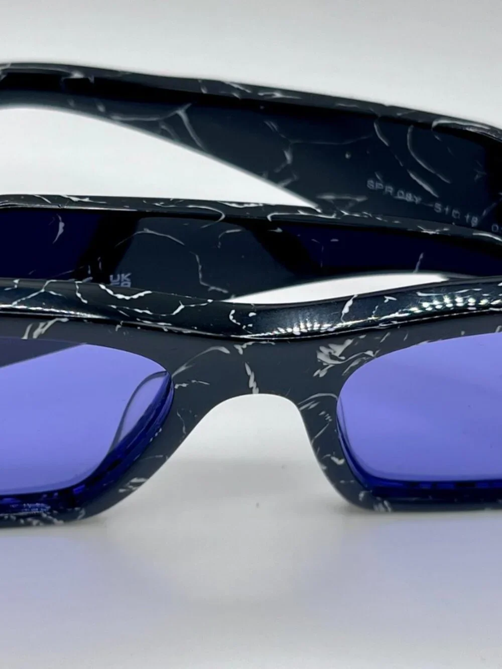 PRADA SPR 08Y Sunglasses Black Marble Violet Lens PR08YS 51-18 145 Authentic